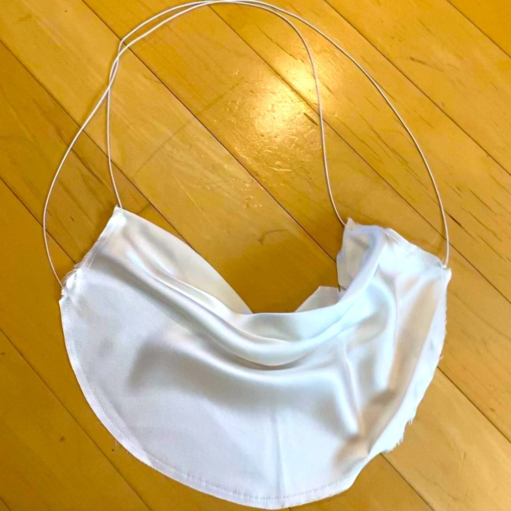 Are you am I white silk scarf top. Size XS.